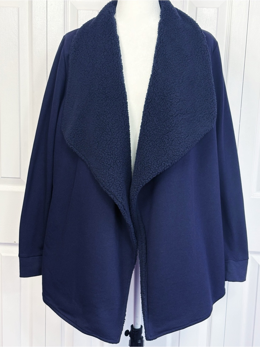 Love by GAP Dark Indigo Blue Cozy Sherpa Fleece Lined Cardigan Robe M/L